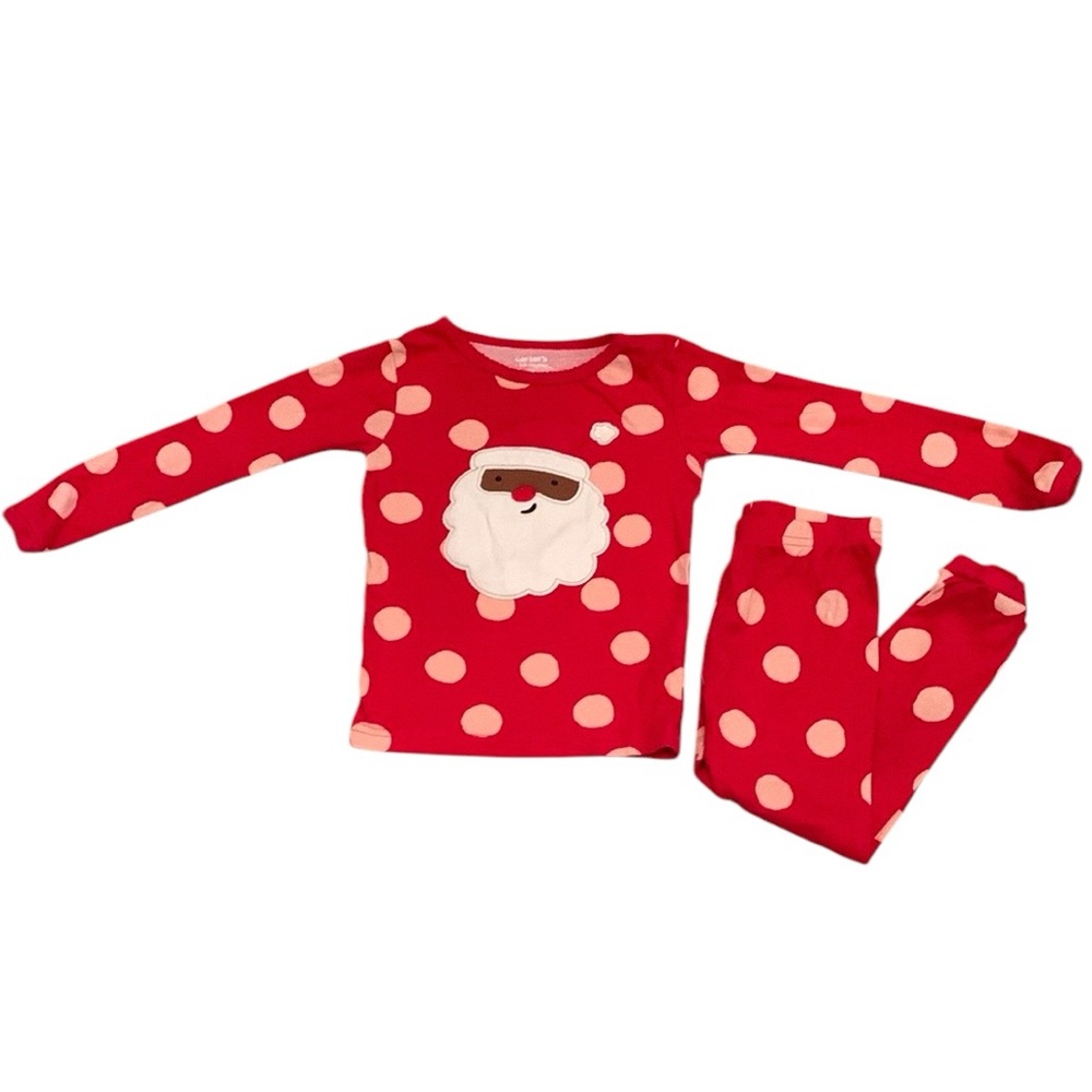 Carter’s Santa Pajama Set Size 3T Red Polka Dots Two Piece Christmas